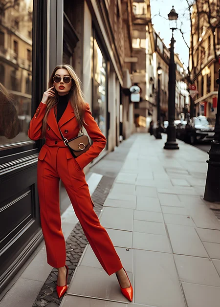 Red Tailored Jumpsuit Details-Krellivonique